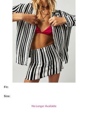 Free People Black & White Striped Knit Skirt and Shirt Set